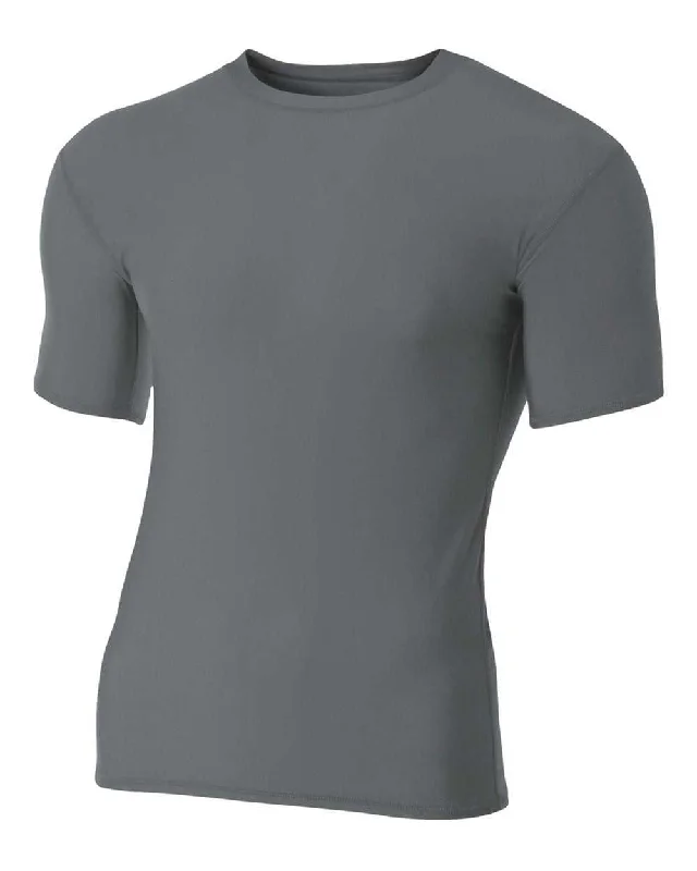 A4 N3130 Short Sleeve Compression Crew - Graphite