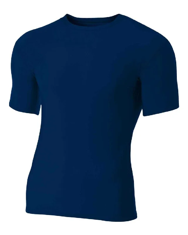 A4 N3130 Short Sleeve Compression Crew - Navy