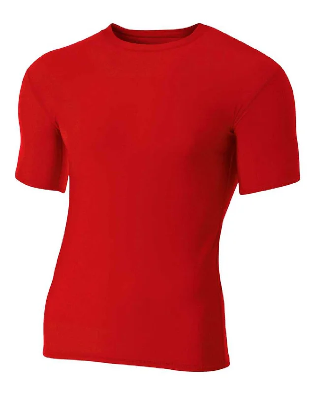 A4 N3130 Short Sleeve Compression Crew - Scarlet