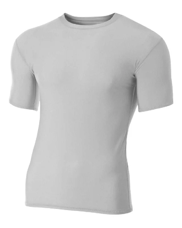 A4 N3130 Short Sleeve Compression Crew - Silver