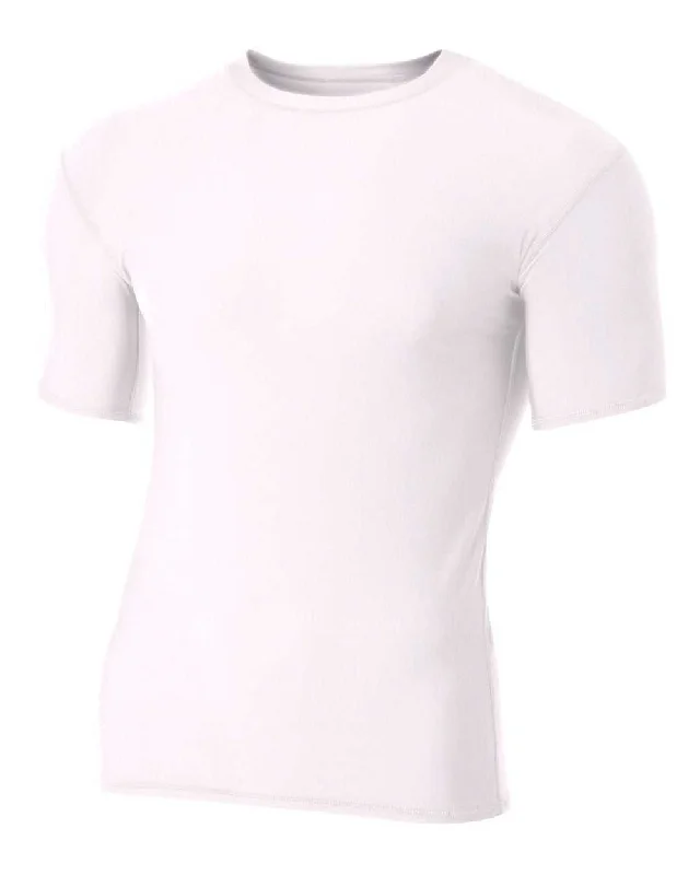 A4 N3130 Short Sleeve Compression Crew - White