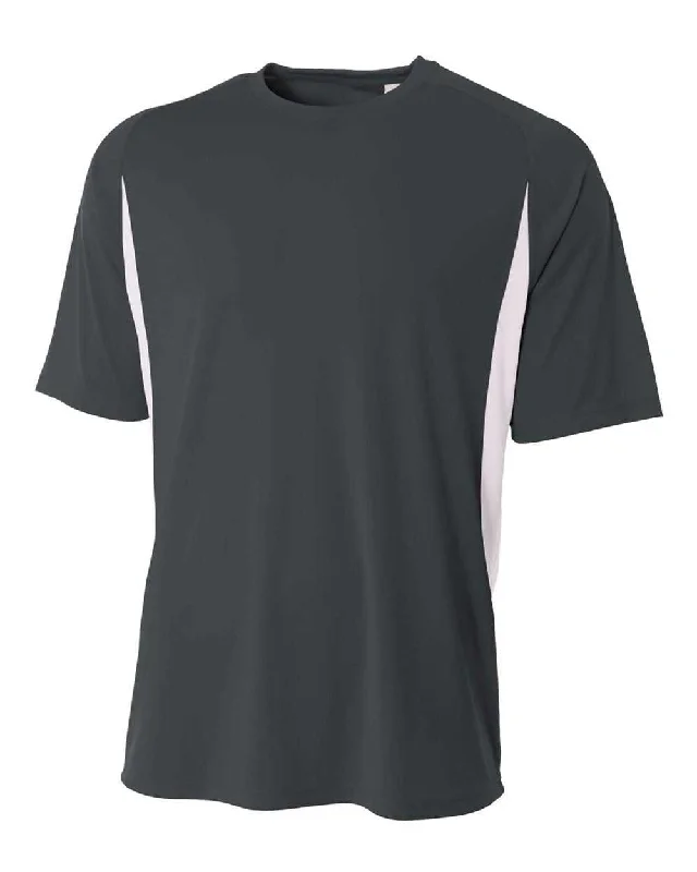 A4 N3181 Cooling Performance Color Blocked Short Sleeve Crew - Graphite White