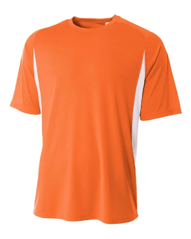 A4 N3181 Cooling Performance Color Blocked Short Sleeve Crew - Orange White