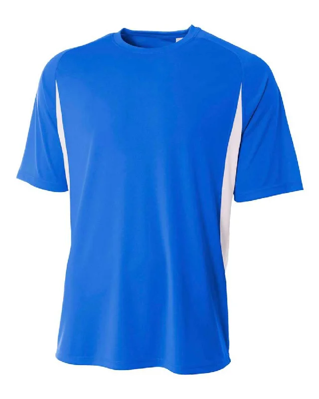 A4 N3181 Cooling Performance Color Blocked Short Sleeve Crew - Royal White