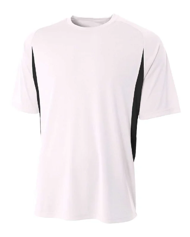 A4 N3181 Cooling Performance Color Blocked Short Sleeve Crew - White Black