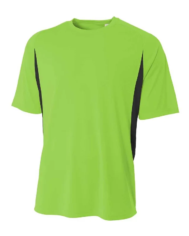 A4 NB3181 Youth Cooling Performance Color Block Short Sleeve Crew - Lime Black