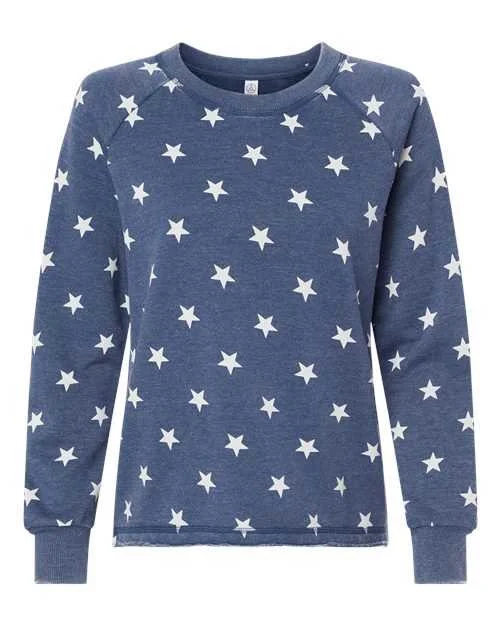 Alternative 8626 Womens Lazy Day Mineral Wash French Terry Sweatshirt - Navy Stars New