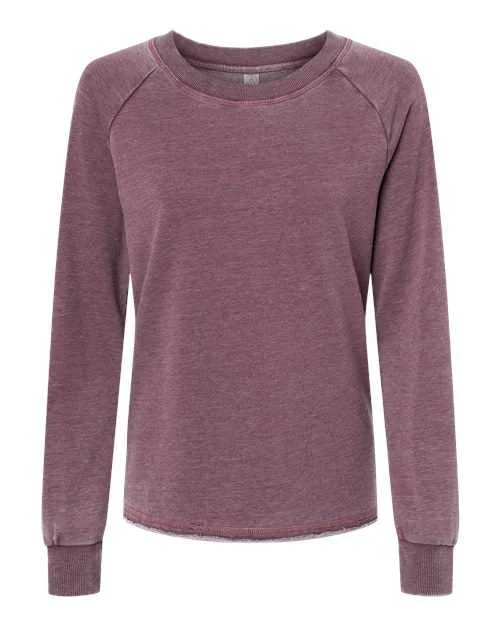 Alternative 8626 Womens Lazy Day Mineral Wash French Terry Sweatshirt - Wine New