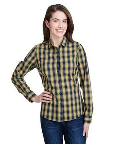 Artisan Collection by Reprime RP350 Ladies' Mulligan Check Long-Sleeve Cotton Shirt - Camel Navy