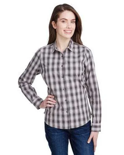 Artisan Collection by Reprime RP350 Ladies' Mulligan Check Long-Sleeve Cotton Shirt - Steel Black