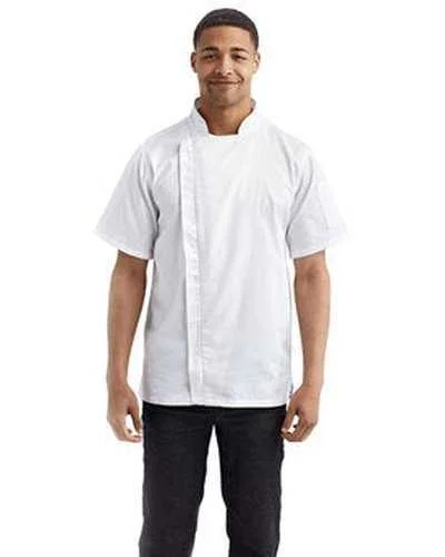 Artisan Collection by Reprime RP906 Unisex Zip-Close Short Sleeve Chef's Coat - White