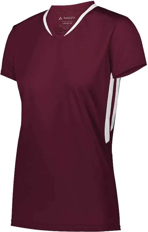 Augusta 1682 Ladies Full Force Short Sleeve Jersey - Maroon White