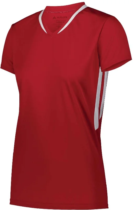 Augusta 1682 Ladies Full Force Short Sleeve Jersey - Scarlet White