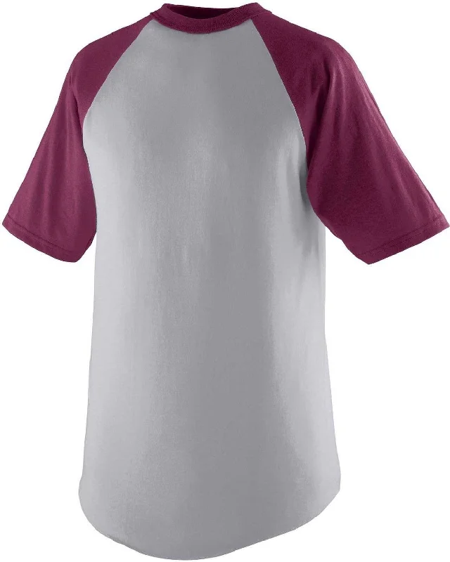 Augusta 423 Short Sleeve Baseball Jersey - Athletic Heather Maroon