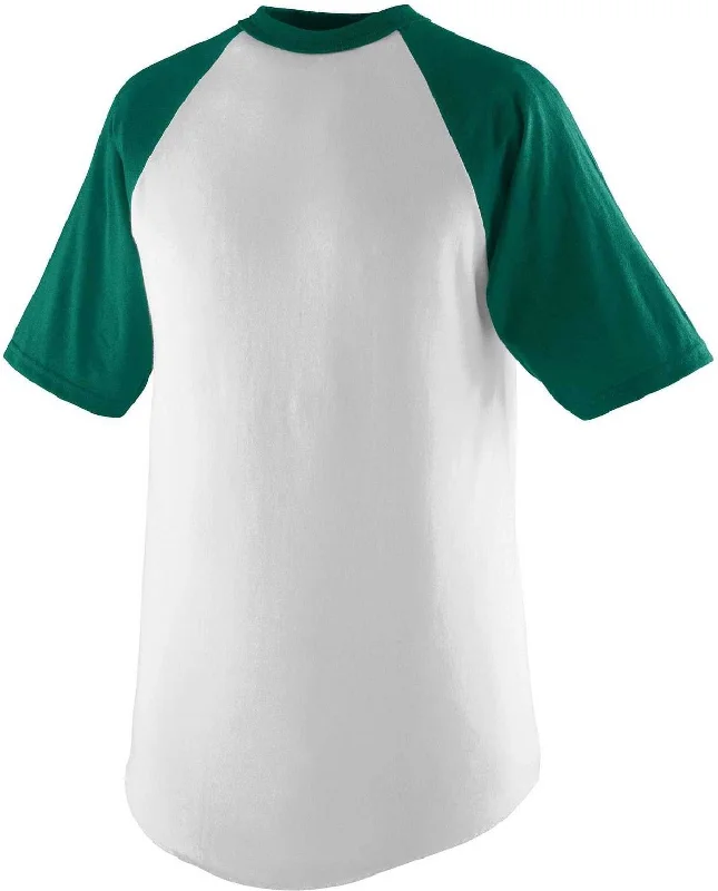 Augusta 423 Short Sleeve Baseball Jersey - White Dark Green