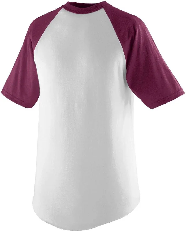 Augusta 423 Short Sleeve Baseball Jersey - White Maroon