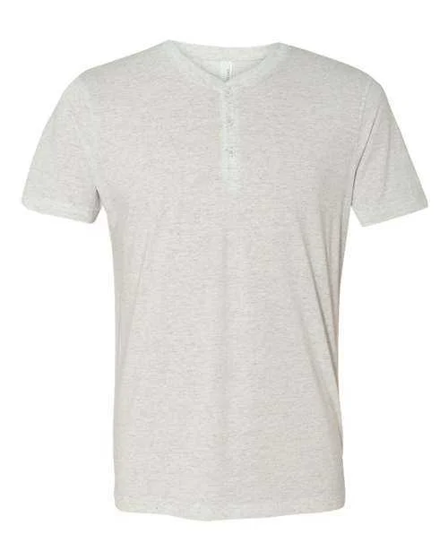 Bella + Canvas 3125 Short Sleeve Henley - White Fleck Triblend