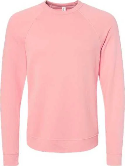 Bella + Canvas 3901 Sponge Fleece Raglan Crewneck Sweatshirt - Pink