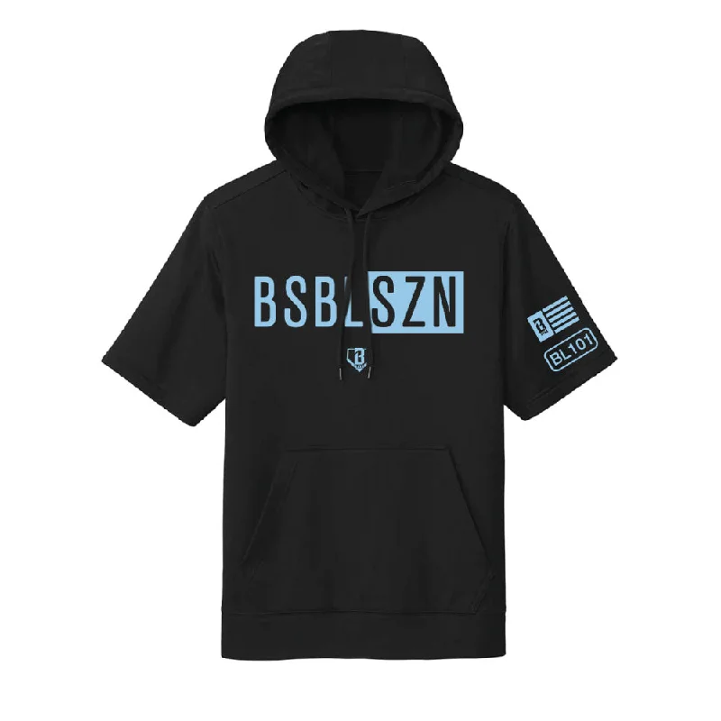 BSBL-SZN Short Sleeve Hoodie V2 Black/Light Blue