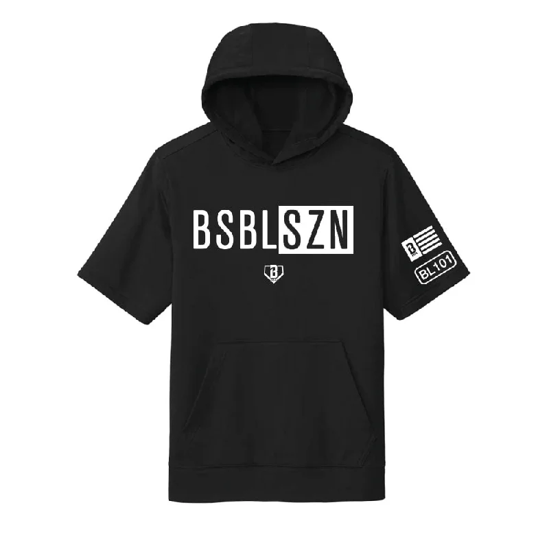 BSBL-SZN Youth Short Sleeve Hoodie V2 Black/White