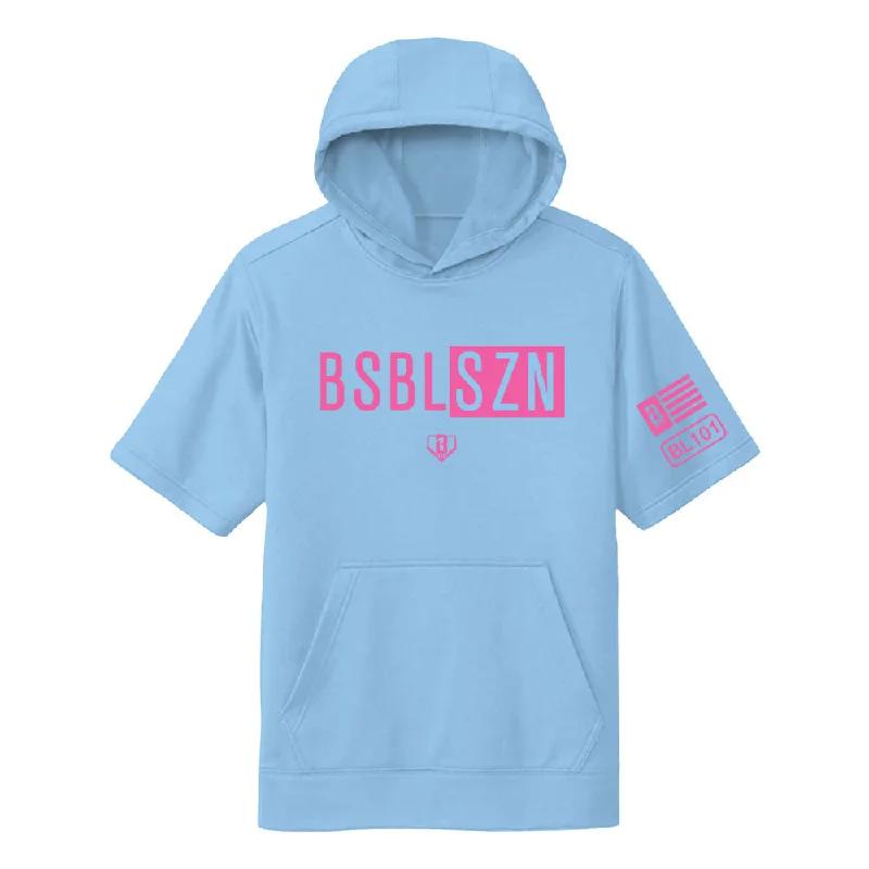 BSBL-SZN Youth Short Sleeve Hoodie V2 Cotton Candy Blue