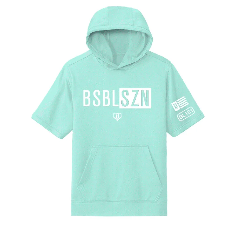 BSBL-SZN Youth Short Sleeve Hoodie V2 Mint/White