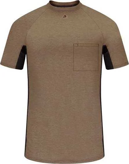 Bulwark MPS4 Short Sleeve FR Two-Tone Base Layer with Concealed Chest Pocket- EXCEL FR - Khaki