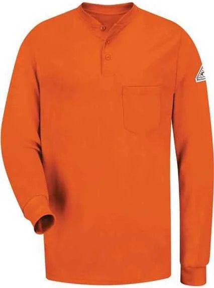 Bulwark SEL2 Long Sleeve Tagless Henley Shirt - Orange