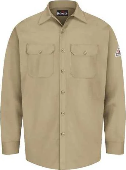 Bulwark SEW2L Flame Resistant Excel Work Shirt Long Sizes - Khaki