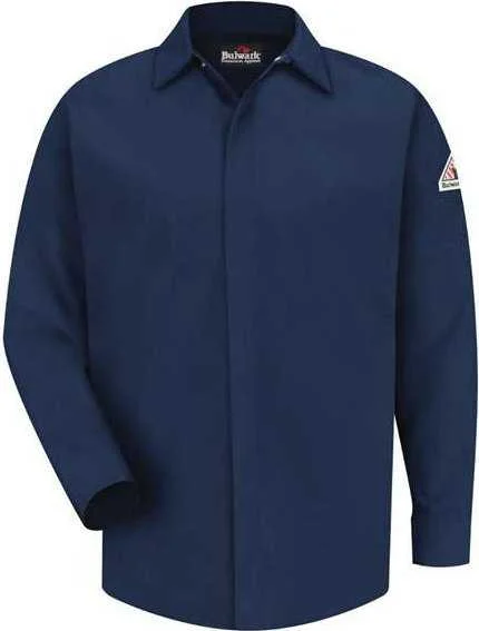 Bulwark SLS2L Concealed-Gripper Pocketless Work Shirt Long Sizes - Navy