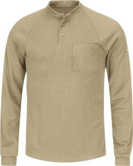 Bulwark SML2 Long Sleeve Henley Shirt- CoolTouch2 - Khaki