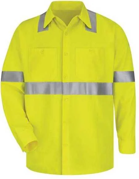 Bulwark SMW4 High Visibility Long Sleeve Work Shirt - Yellow Green