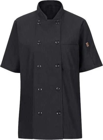 Chef Designs 045X Women's Mimix Short Sleeve Chef Coat with OilBlok - Black