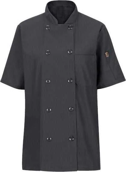 Chef Designs 045X Women's Mimix Short Sleeve Chef Coat with OilBlok - Charcoal