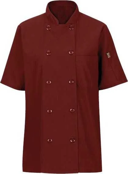 Chef Designs 045X Women's Mimix Short Sleeve Chef Coat with OilBlok - Fireball Red