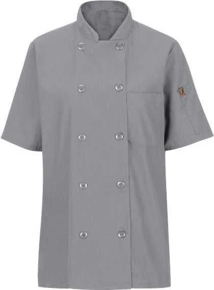 Chef Designs 045X Women's Mimix Short Sleeve Chef Coat with OilBlok - Gray