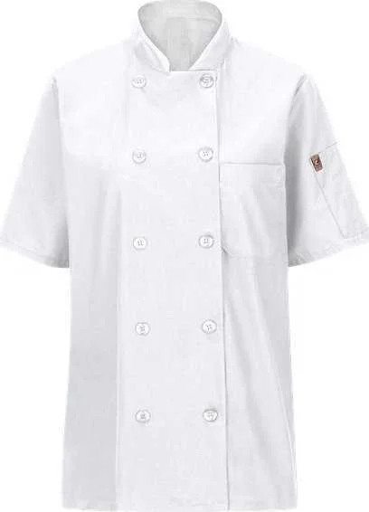 Chef Designs 045X Women's Mimix Short Sleeve Chef Coat with OilBlok - White