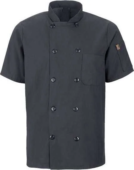 Chef Designs 046X Mimix Short Sleeve Chef Coat with OilBlok - Charcoal