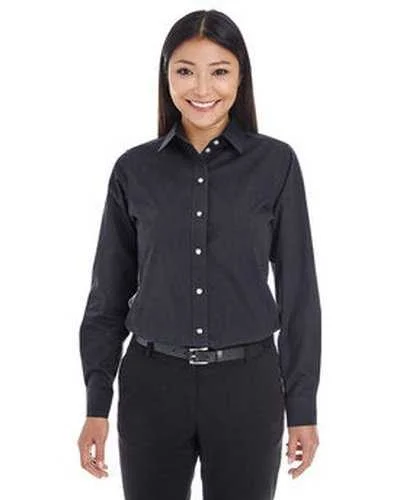 Devon & Jones DG534W Ladies' Crown Woven Collection Striped Shirt - Black Graphite