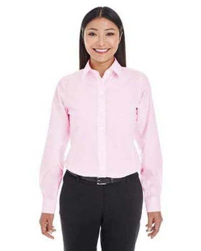 Devon & Jones DG534W Ladies' Crown Woven Collection Striped Shirt - Pink White