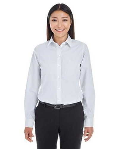 Devon & Jones DG534W Ladies' Crown Woven Collection Striped Shirt - Silver White