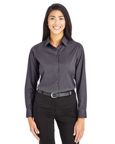 Devon & Jones DG535W Crownlux Performance Ladies' Tonal Mini Check Shirt - Carbon