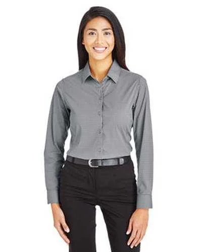 Devon & Jones DG535W Crownlux Performance Ladies' Tonal Mini Check Shirt - Graphite