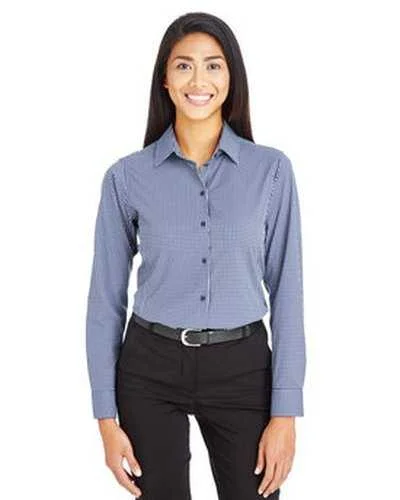 Devon & Jones DG535W Crownlux Performance Ladies' Tonal Mini Check Shirt - Navy