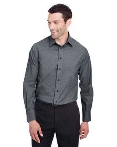 Devon & Jones DG562 Men's Crown Collection Stretch Pinpoint Chambray Shirt - Black