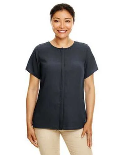 Devon & Jones DP612W Ladies' Perfect Fit Short-Sleeve Crepe Blouse - Black