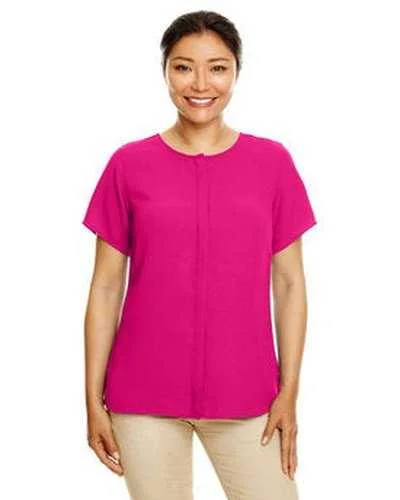 Devon & Jones DP612W Ladies' Perfect Fit Short-Sleeve Crepe Blouse - Crown Raspberry