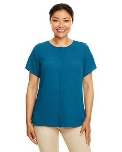 Devon & Jones DP612W Ladies' Perfect Fit Short-Sleeve Crepe Blouse - Dark Teal