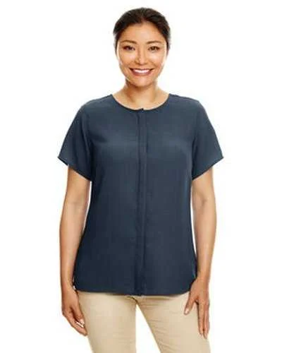 Devon & Jones DP612W Ladies' Perfect Fit Short-Sleeve Crepe Blouse - Navy