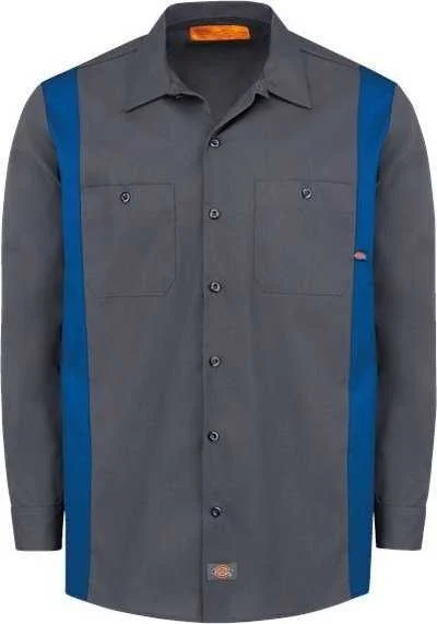 Dickies 5524 Industrial Colorblocked Long Sleeve Shirt - Charcoal Royal Blue